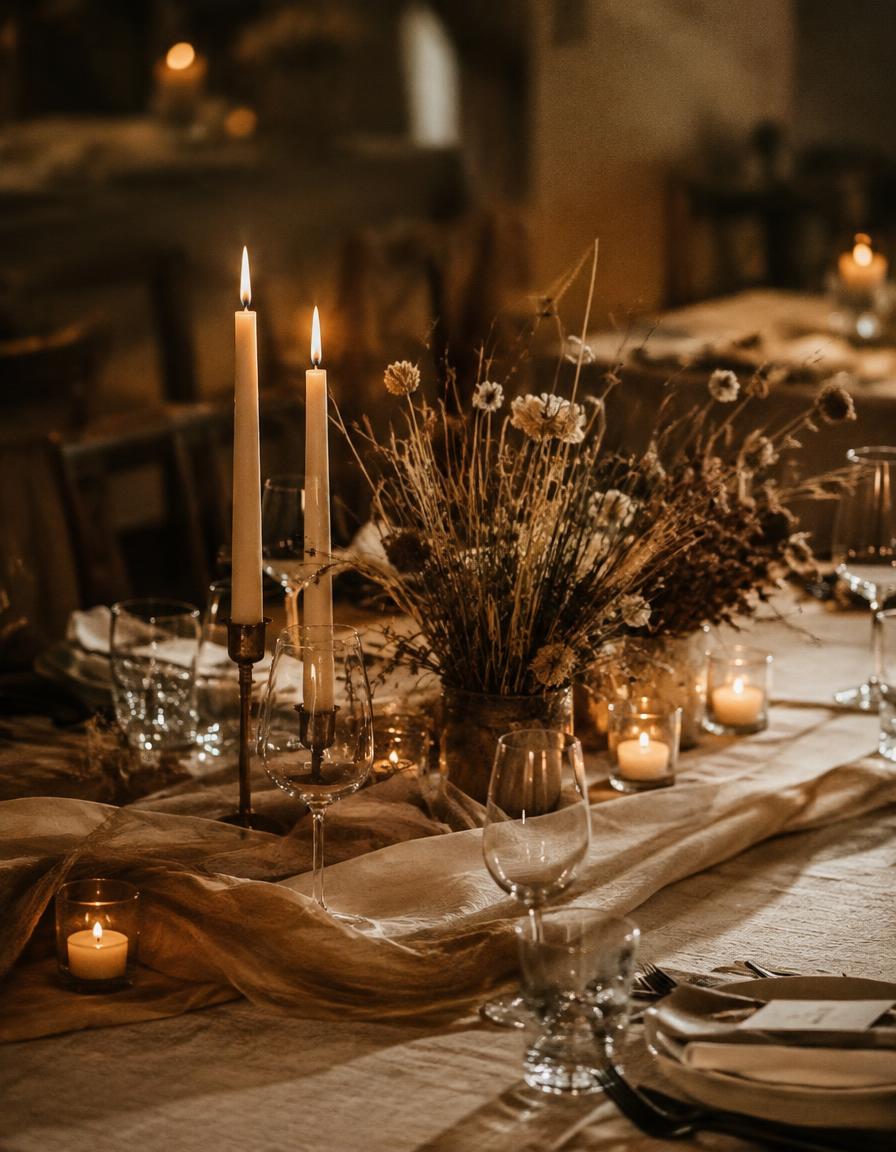 Mesa posta à luz de velas